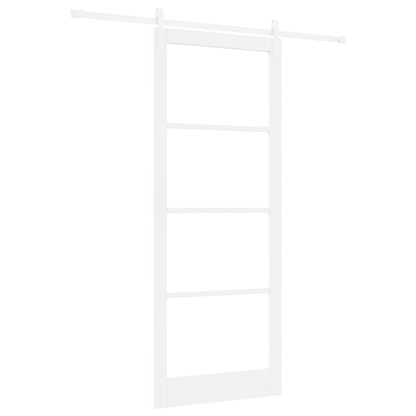 Sliding Door with Hardware Set "ORKDAL" White Solid Wood & Glass, vidaXL Interior Door with Glass "ORKDAL" White 93x232x4 cm