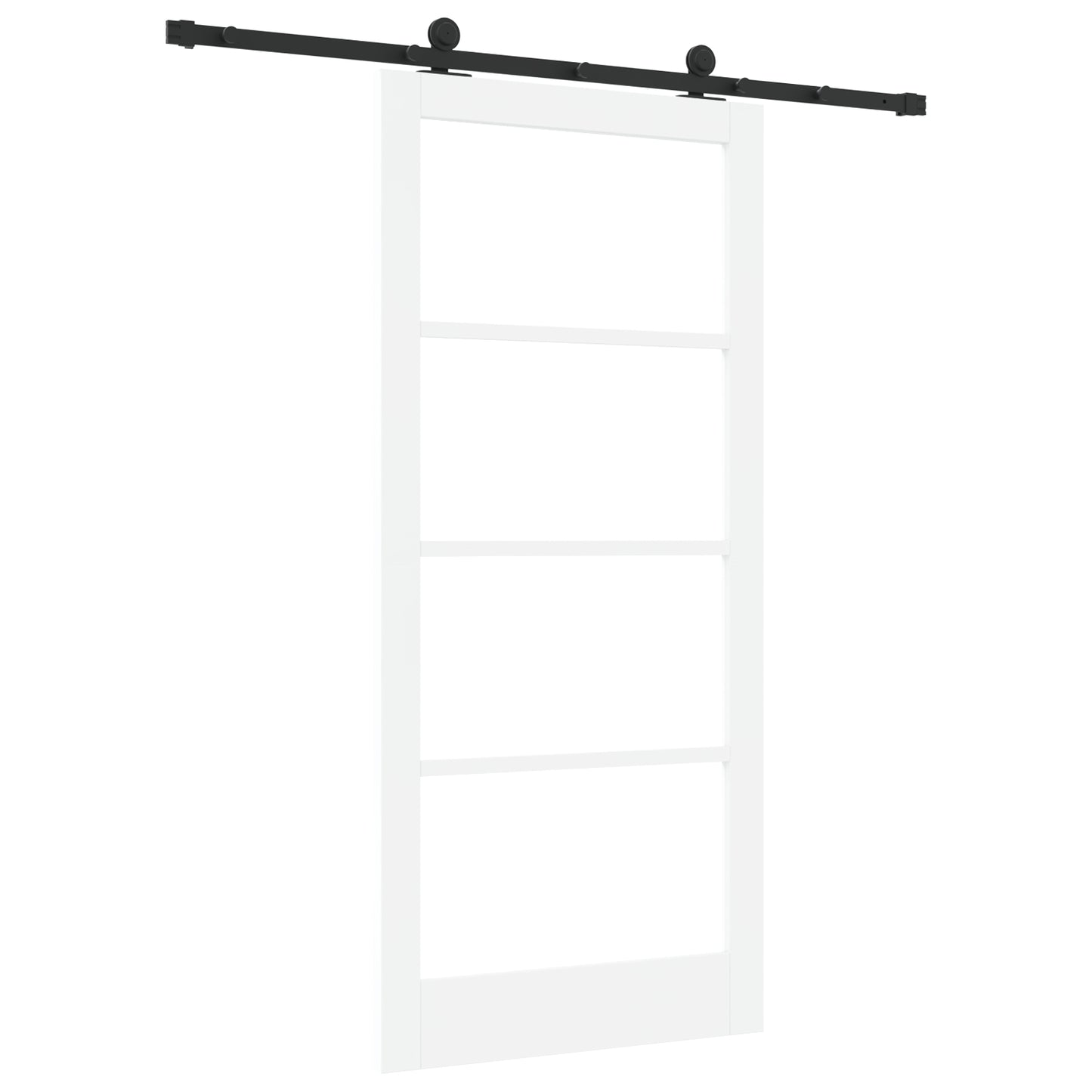 Sliding Door with Hardware Set 'ORKDAL'White Solid Wood & Glass, vidaXL Interior Door with Glass 'ORKDAL'White 93x202x4 cm