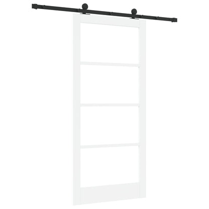 Sliding Door with Hardware Set 'ORKDAL'White Solid Wood & Glass, vidaXL Interior Door with Glass 'ORKDAL'White 93x202x4 cm