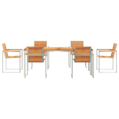 7 Piece Garden Dining Set Solid Wood Acacia, vidaXL Outdoor Dining Table 200x90x74.5 cm Solid Wood Acacia