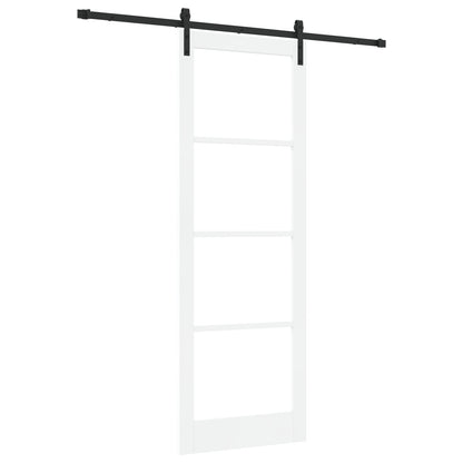 Sliding Door with Hardware Set "ORKDAL" White Solid Wood & Glass, vidaXL Interior Door with Glass "ORKDAL" White 83x232x4 cm