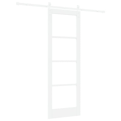 Sliding Door with Hardware Set "ORKDAL" White Solid Wood & Glass, vidaXL Interior Door with Glass "ORKDAL" White 73.5x211x4 cm