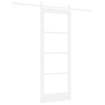 Sliding Door with Hardware Set "ORKDAL" White Solid Wood & Glass, vidaXL Interior Door with Glass "ORKDAL" White 78x202x4 cm