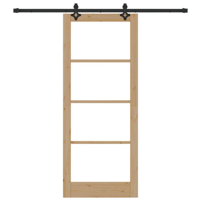 Sliding Door with Hardware Set "ORKDAL" Solid Wood & Glass, vidaXL Interior Door with Glass "ORKDAL" 86x211x4 cm Solid Wood Pine