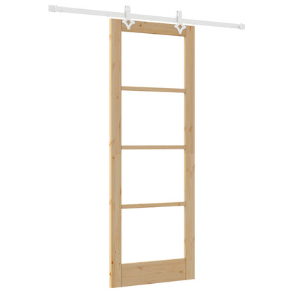 Sliding Door with Hardware Set 78x211 cm Solid Wood Pine, vidaXL Interior Door with Glass 'ORKDAL'78x211x4 cm Solid Wood Pine