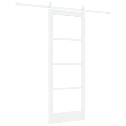 Sliding Door with Hardware Set "ORKDAL" White Solid Wood & Glass, vidaXL Interior Door with Glass "ORKDAL" White 78x202x4 cm