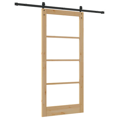 Sliding Door with Hardware Set "ORKDAL" Solid Wood & Glass, vidaXL Interior Door with Glass "ORKDAL" 93x202x4 cm Solid Wood Pine