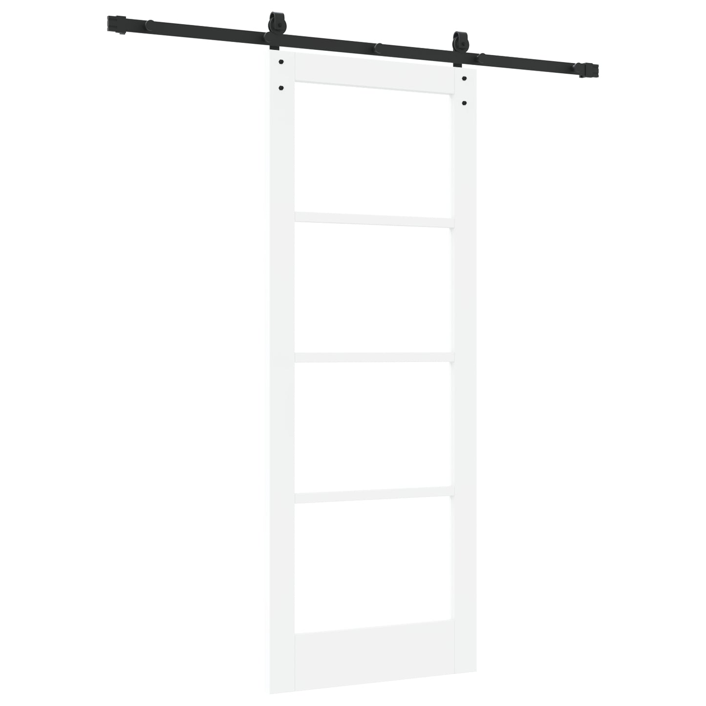 Sliding Door with Hardware Set "ORKDAL" White Solid Wood&Glass, vidaXL Interior Door with Glass "ORKDAL" White 78x202x4 cm