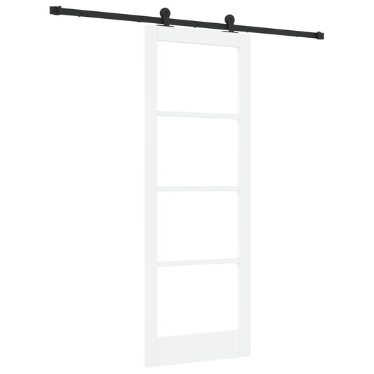 Sliding Door with Hardware Set 'ORKDAL'White Solid Wood & Glass, vidaXL Interior Door with Glass 'ORKDAL'White 78x211x4 cm