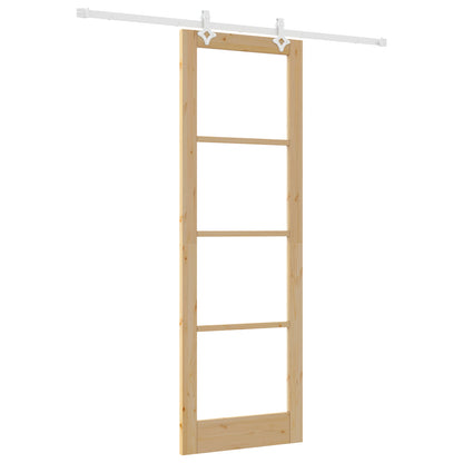 Sliding Door with Hardware Set 78x232 cm Solid Wood Pine, vidaXL Interior Door with Glass 'ORKDAL'78x232x4 cm Solid Wood Pine