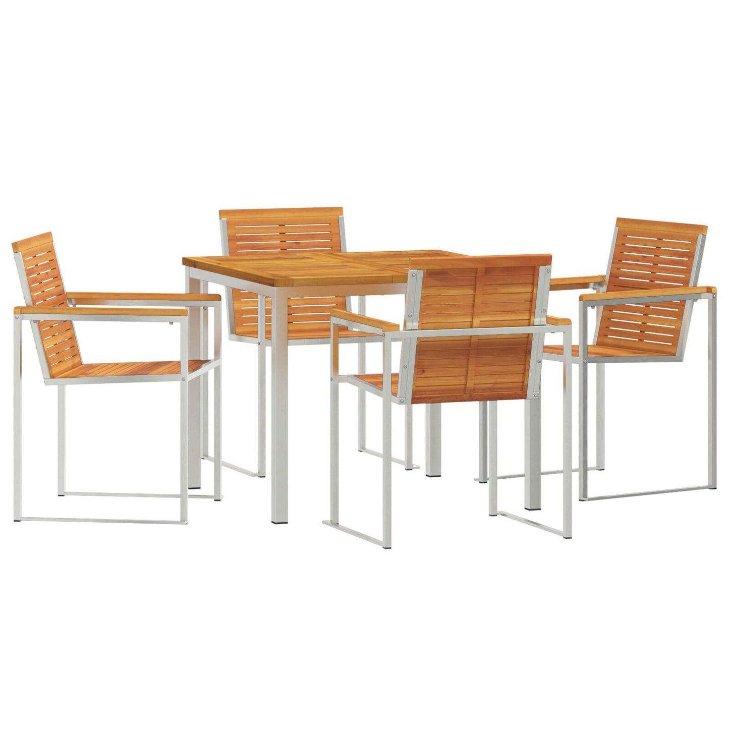 5 Piece Garden Dining Set Solid Wood Acacia, vidaXL Outdoor Dining Table 90x90x74.5 cm Solid Wood Acacia