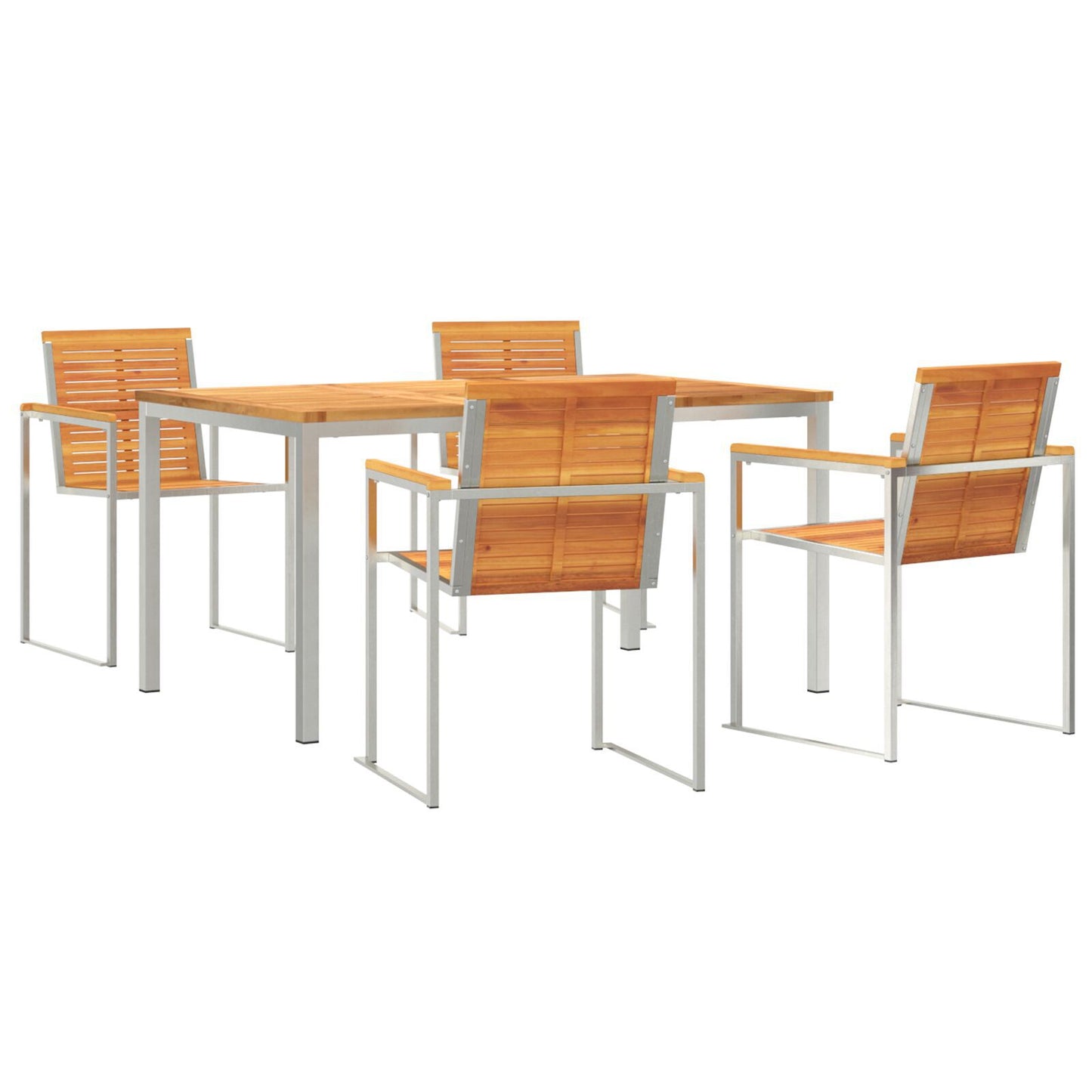 5 Piece Garden Dining Set Solid Wood Acacia, vidaXL Outdoor Dining Table 150x90x75 cm Solid Wood Acacia