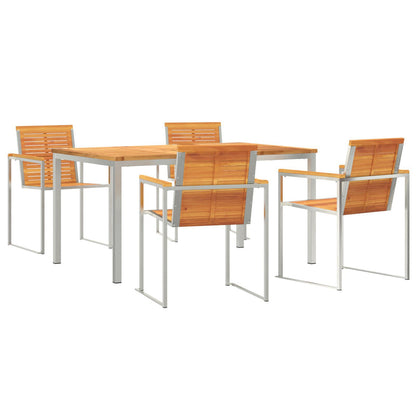 5 Piece Garden Dining Set Solid Wood Acacia, vidaXL Outdoor Dining Table 150x90x75 cm Solid Wood Acacia