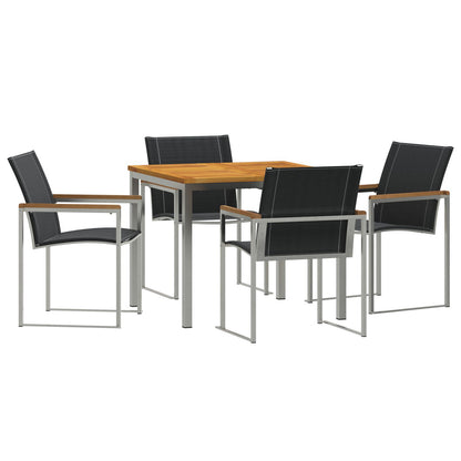 5 Piece Garden Dining Set Solid Wood Acacia, vidaXL Outdoor Dining Table 90x90x74.5 cm Solid Wood Acacia