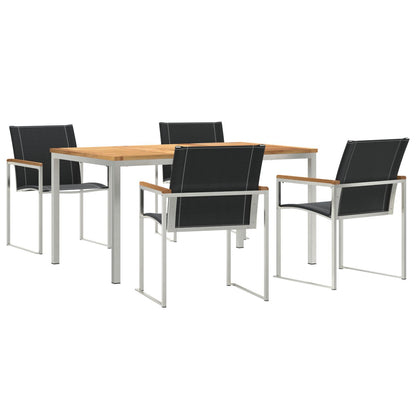 5 Piece Garden Dining Set Solid Wood Acacia, vidaXL Outdoor Dining Table 150x90x75 cm Solid Wood Acacia