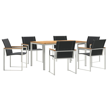 7 Piece Garden Dining Set Solid Wood Acacia, vidaXL Outdoor Dining Table 150x90x75 cm Solid Wood Acacia