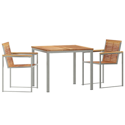 3 Piece Garden Dining Set Solid Wood Teak, vidaXL Outdoor Dining Table 90x90x74.5 cm Solid Wood Teak