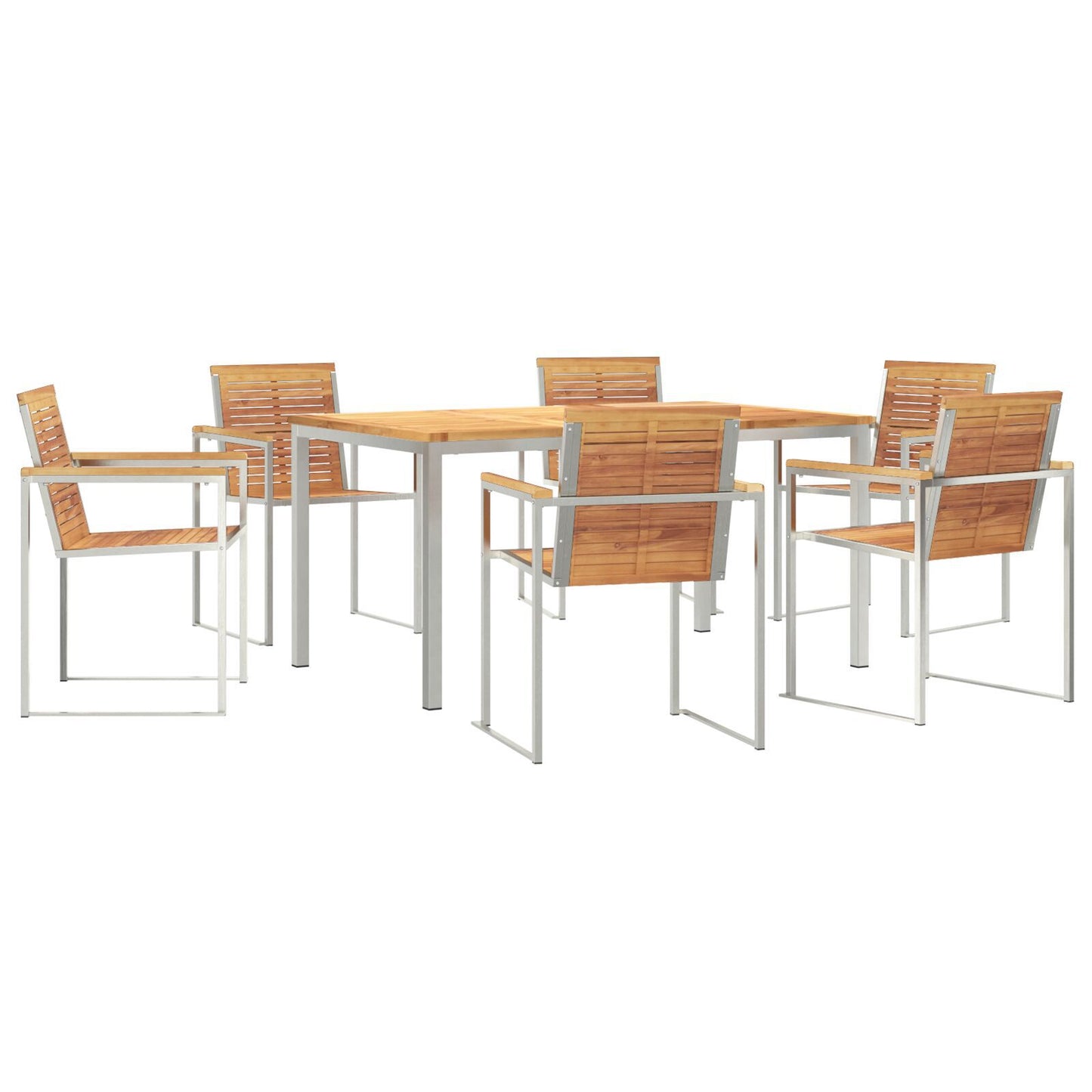 7 Piece Garden Dining Set Solid Wood Teak, vidaXL Outdoor Dining Table 150x90x75 cm Solid Wood Teak