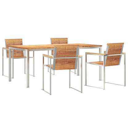 5 Piece Garden Dining Set Solid Wood Teak, vidaXL Outdoor Dining Table 180x90x75 cm Solid Wood Teak