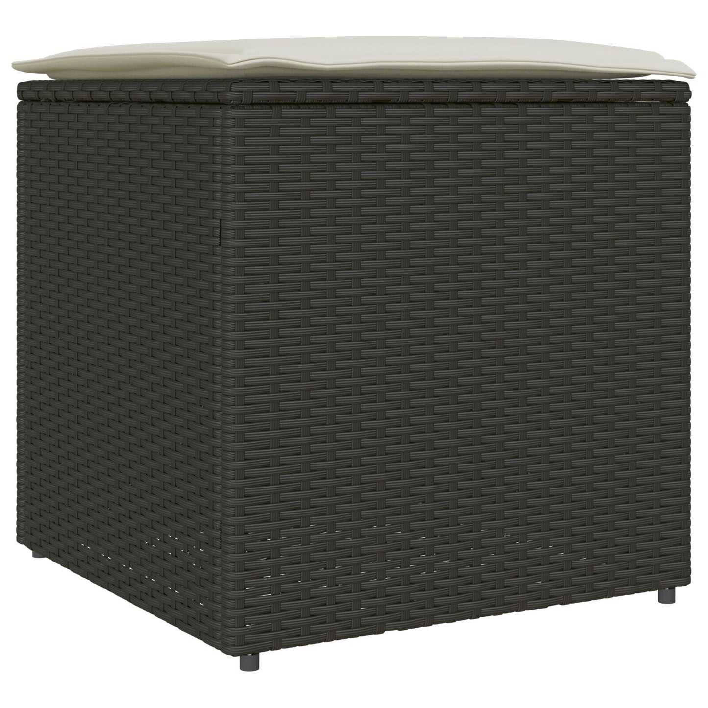 Outdoor Storage Box Black and Cream Rattan, Polyester 80 cm