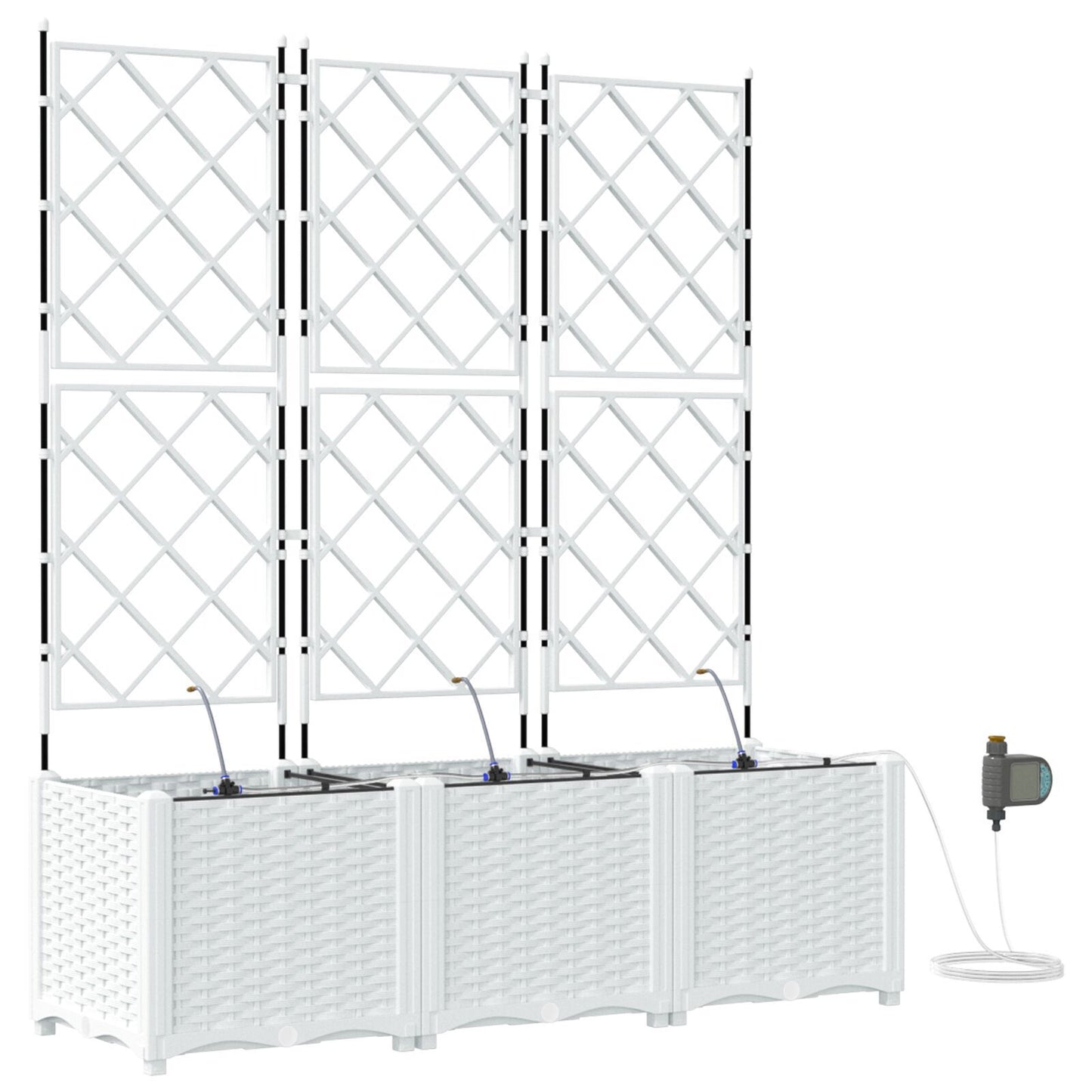 Garden Planters with Water Irrigation System 3 pcs White