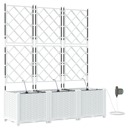 Garden Planters with Water Irrigation System 3 pcs White