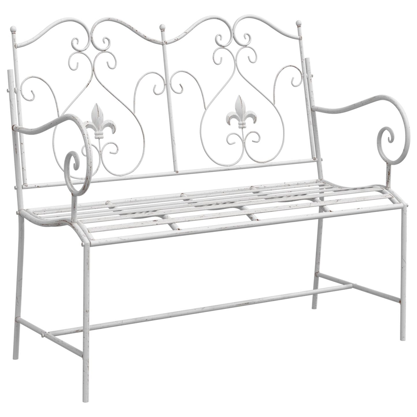 Bench White Metal 104 x 54 x 93 cm Durable Outdoor Bench