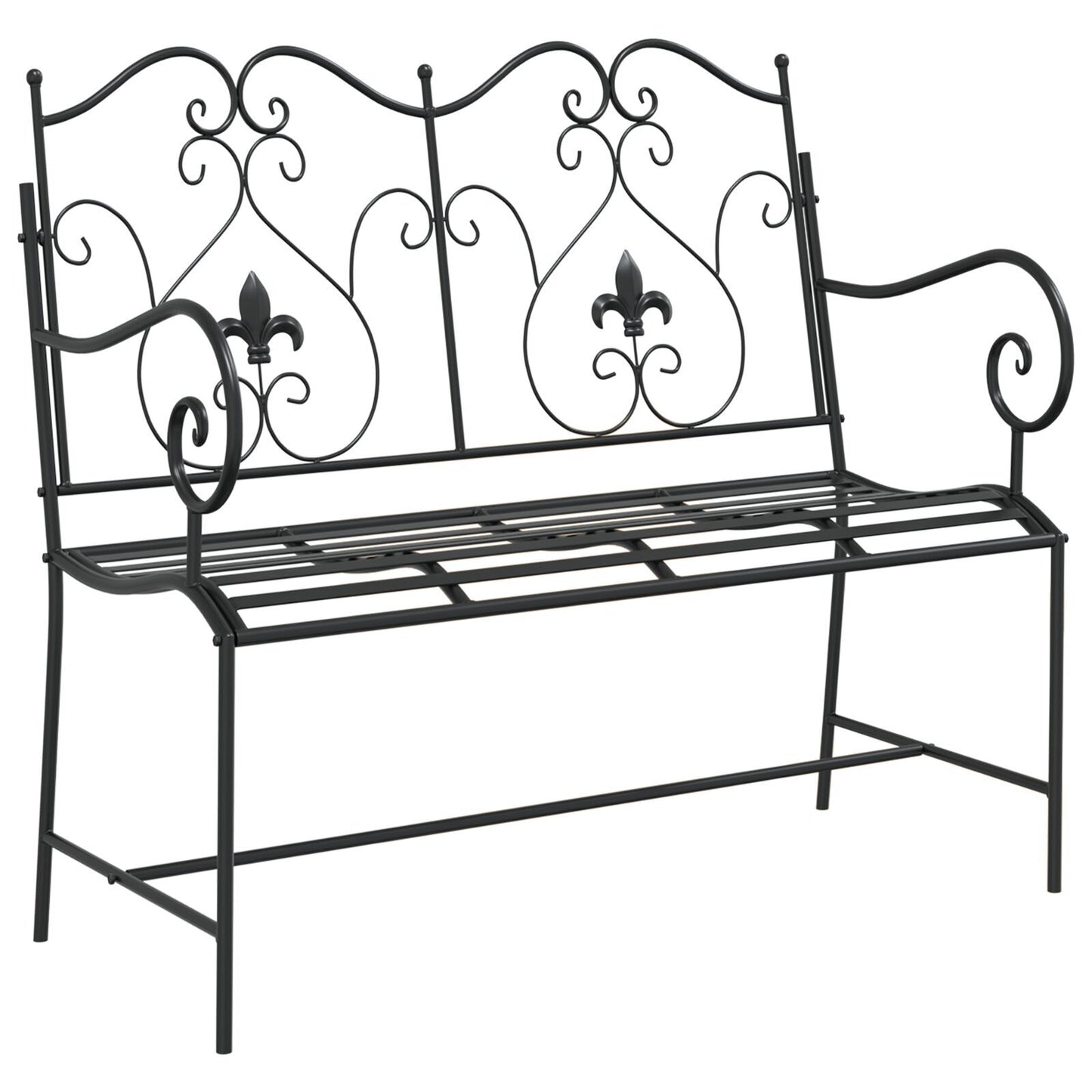 Outdoor Bench Black Metal Standard Tough Outdoor Bench