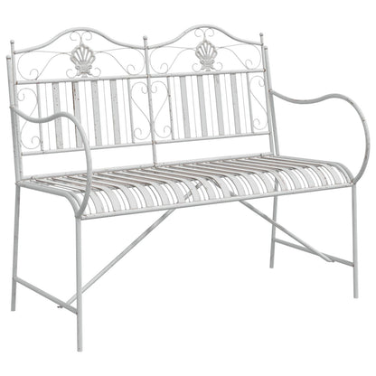 Bench White Metal 103.5 x 59 x 89 cm Durable Outdoor Bench