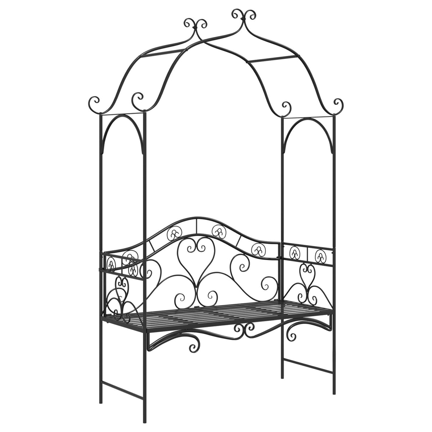 Black Outdoor Bench Black Metal Large Decorative Inlays