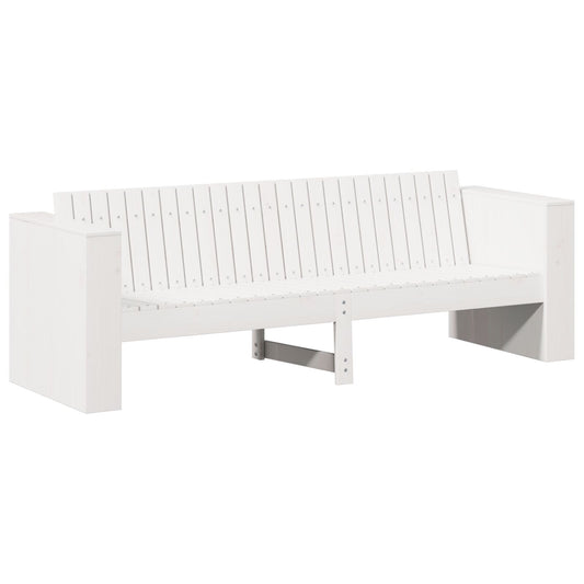Garden Sofa 3-Seater White Wood Medium Durable Outdoor Sofa