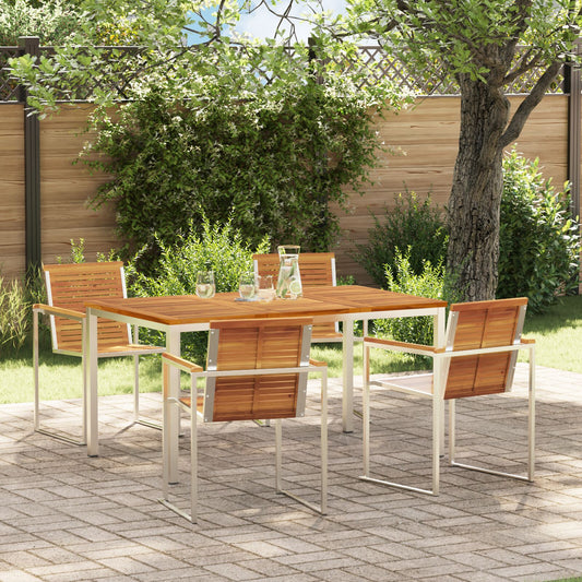 5 Piece Garden Dining Set Solid Wood Acacia, vidaXL Outdoor Dining Table 150x90x75 cm Solid Wood Acacia