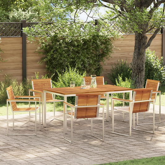 7 Piece Garden Dining Set Solid Wood Acacia, vidaXL Outdoor Dining Table 150x90x75 cm Solid Wood Acacia