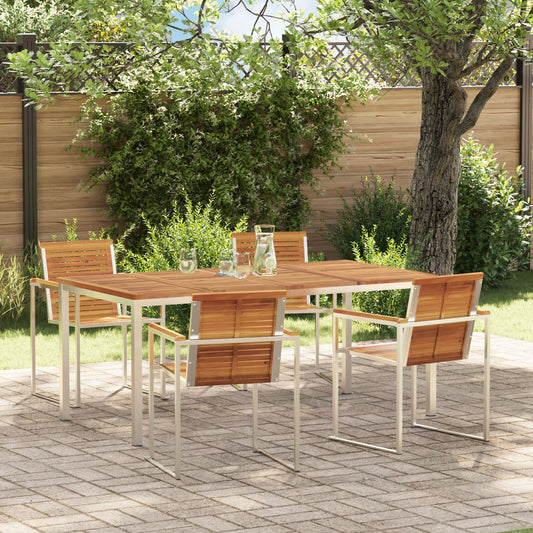 5 Piece Garden Dining Set Solid Wood Acacia, vidaXL Outdoor Dining Table 180x90x75 cm Solid Wood Acacia
