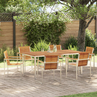 7 Piece Garden Dining Set Solid Wood Acacia, vidaXL Outdoor Dining Table 180x90x75 cm Solid Wood Acacia