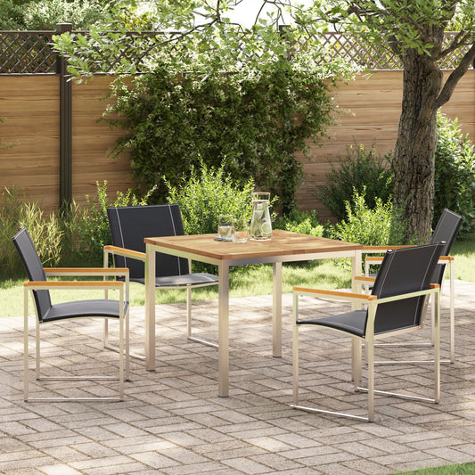 5 Piece Garden Dining Set Solid Wood Acacia, vidaXL Outdoor Dining Table 90x90x74.5 cm Solid Wood Acacia