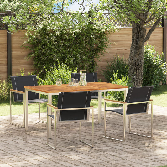 5 Piece Garden Dining Set Solid Wood Acacia, vidaXL Outdoor Dining Table 150x90x75 cm Solid Wood Acacia