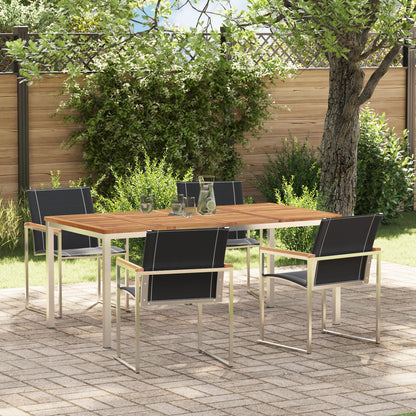 5 Piece Garden Dining Set Solid Wood Acacia, vidaXL Outdoor Dining Table 180x90x75 cm Solid Wood Acacia