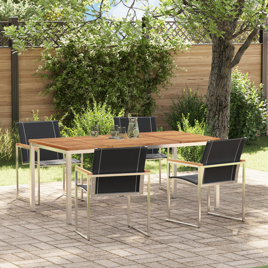 5 Piece Garden Dining Set Solid Wood Acacia, vidaXL Outdoor Dining Table 180x90x75 cm Solid Wood Acacia