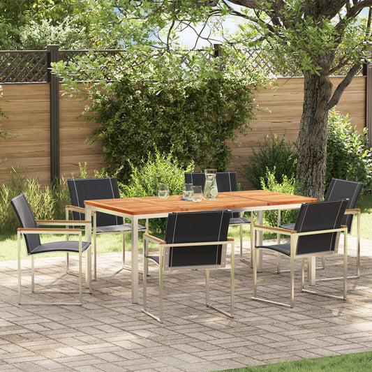 7 Piece Garden Dining Set Solid Wood Acacia, vidaXL Outdoor Dining Table 180x90x75 cm Solid Wood Acacia