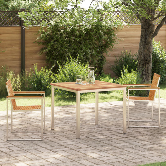 3 Piece Garden Dining Set Solid Wood Teak, vidaXL Outdoor Dining Table 90x90x74.5 cm Solid Wood Teak
