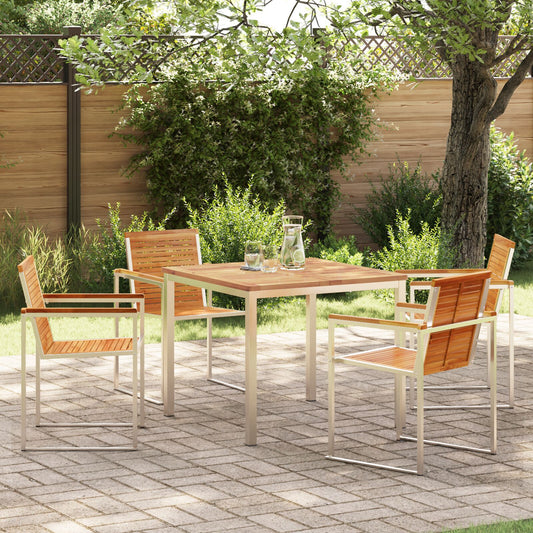 5 Piece Garden Dining Set Solid Wood Teak, vidaXL Outdoor Dining Table 90x90x74.5 cm Solid Wood Teak