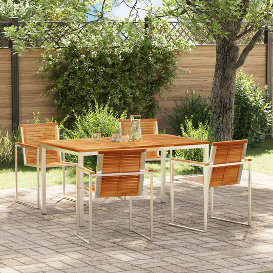 5 Piece Garden Dining Set Solid Wood Teak, vidaXL Outdoor Dining Table 150x90x75 cm Solid Wood Teak