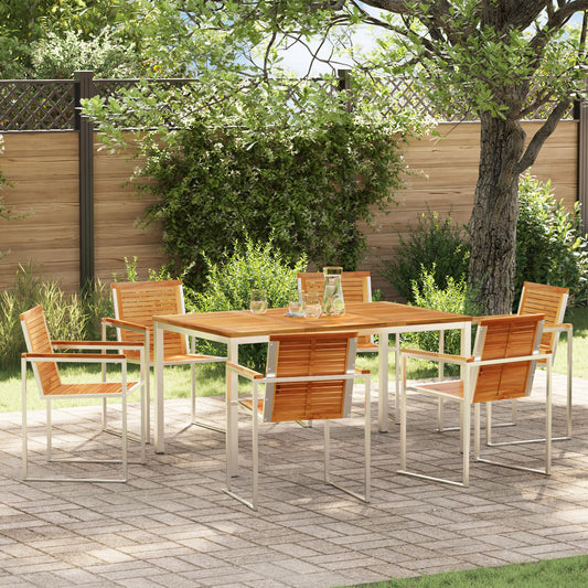 7 Piece Garden Dining Set Solid Wood Teak, vidaXL Outdoor Dining Table 150x90x75 cm Solid Wood Teak