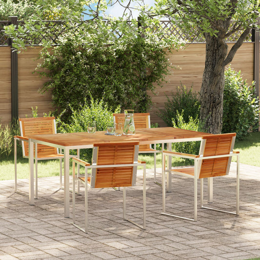 5 Piece Garden Dining Set Solid Wood Teak, vidaXL Outdoor Dining Table 180x90x75 cm Solid Wood Teak