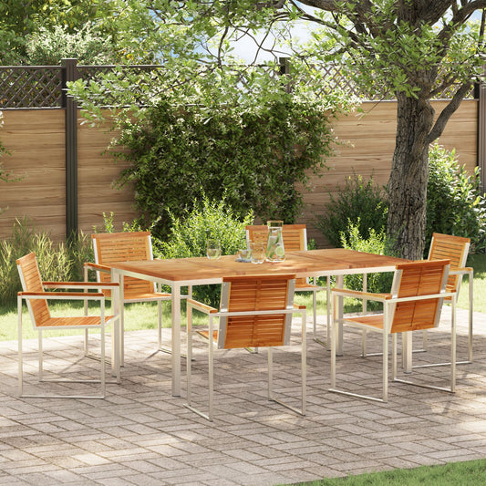 7 Piece Garden Dining Set Solid Wood Teak, vidaXL Outdoor Dining Table 180x90x75 cm Solid Wood Teak