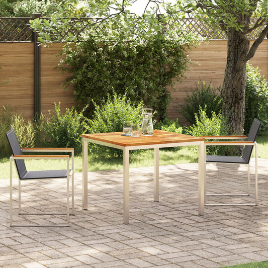 3 Piece Garden Dining Set Solid Wood Teak, vidaXL Outdoor Dining Table 90x90x74.5 cm Solid Wood Teak