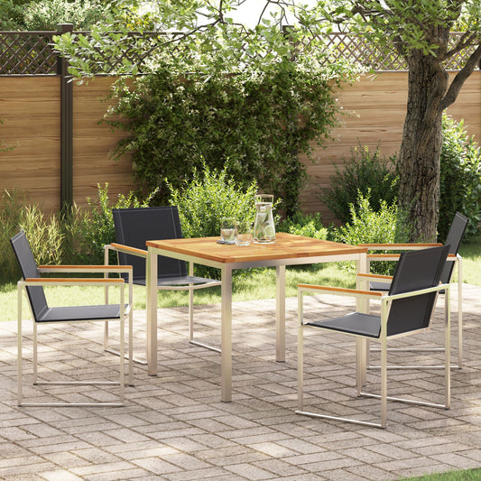 5 Piece Garden Dining Set Solid Wood Teak, vidaXL Outdoor Dining Table 90x90x74.5 cm Solid Wood Teak