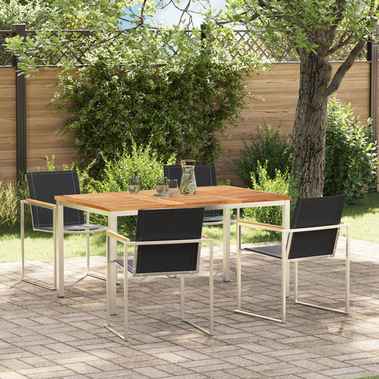 5 Piece Garden Dining Set Solid Wood Teak, vidaXL Outdoor Dining Table 150x90x75 cm Solid Wood Teak