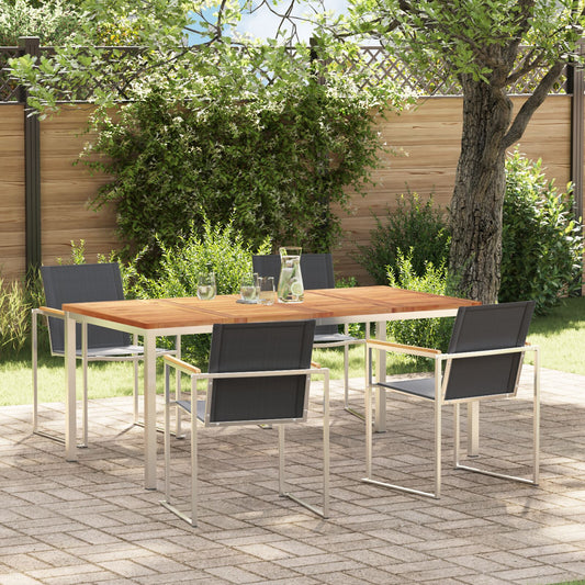5 Piece Garden Dining Set Solid Wood Teak, vidaXL Outdoor Dining Table 180x90x75 cm Solid Wood Teak